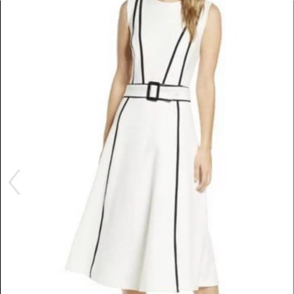 1901 White Black Sleeveless Dress Retails
